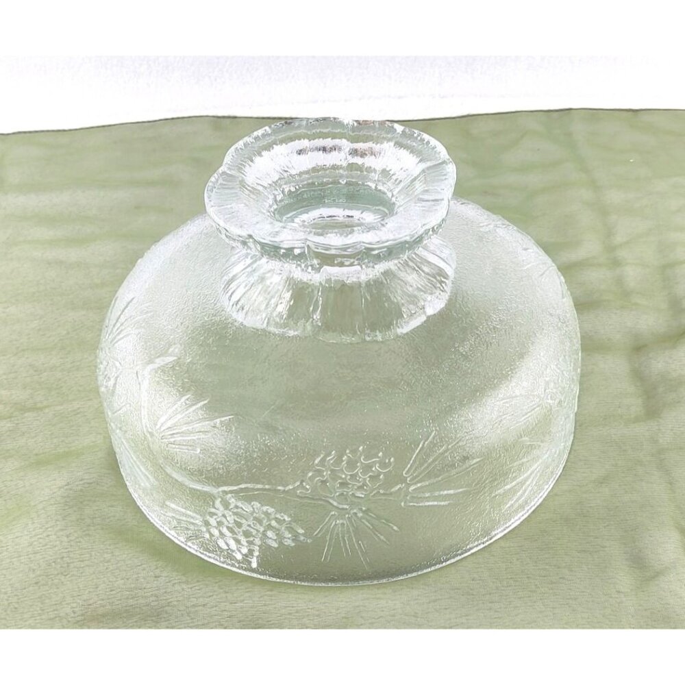 Ponderosa Pine Salad Bowl Set by Tiara 80s/90s 3 Piece Set Clear Glass Pinecones - Picture 5 of 16